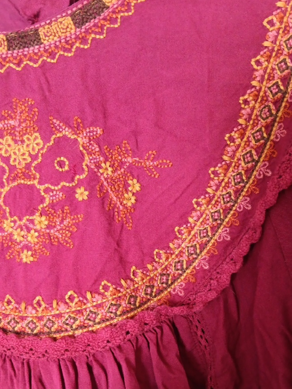 Angie Wine Red Embroidered Peasant Blouse - Picture 8 of 9